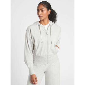 Athleta Balance Womens Hoodie XS Heather Gray Full Zip Pockets Sweatshirt